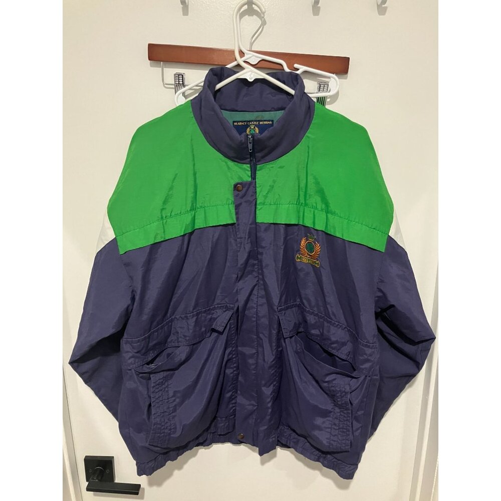 Blarney Castle Designs Men's Vintage Ireland Jacket, Navy/Green/White, Large